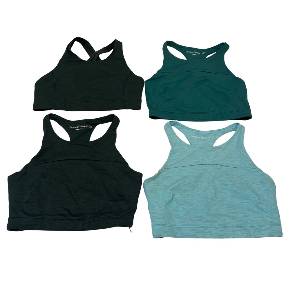 Outdoor Voices Sports Bra Bundle Small Green Blue High Neck Racerback 4 Pack